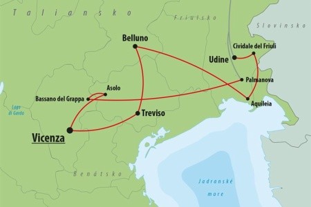Vicenza a poklady severného Talianska, Udine, Cividale del Friuli, Aquilea, Belluno, Treviso, Asolo, Bassano del Grappa, Vicenza, Palmanova - 5