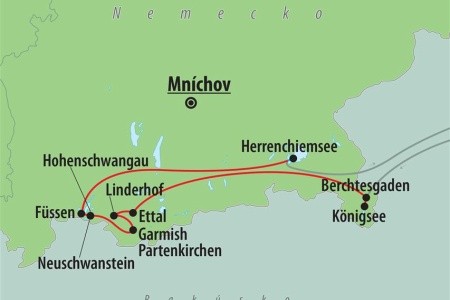 Bavorsko - zámky a hory, Linderhof, Hohenschwangau, Berchtesgaden, Neuschwanstein, Ettal, Garmish Partenkirchen, Herrenchiemsee, Fussen - 12