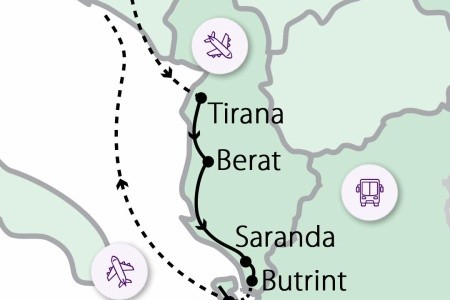 Dél-Albánia partjaitól Korfu szigetéig