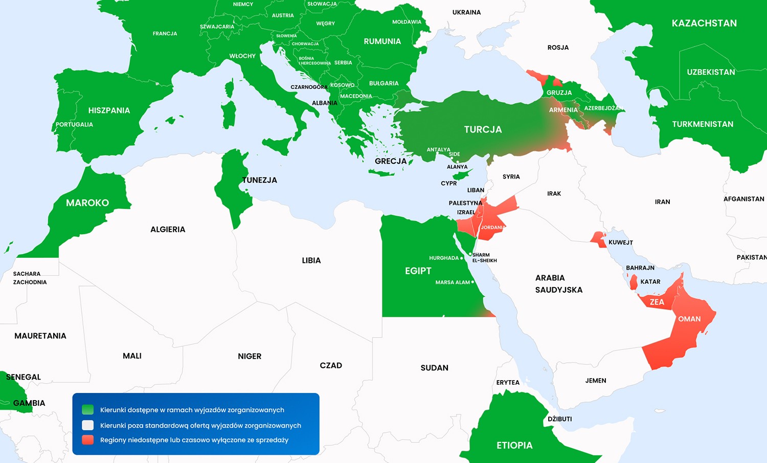 Mapie dostępnych kierunków