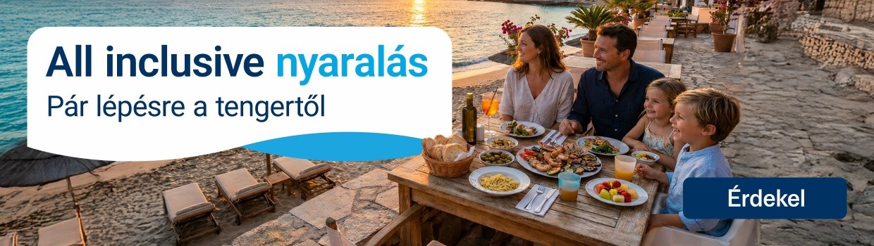 All inclusive nyaralás, pár lépésre a tengertől 