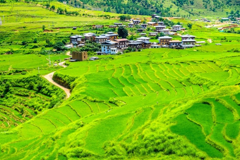 Tradičná bhutánska dedinka