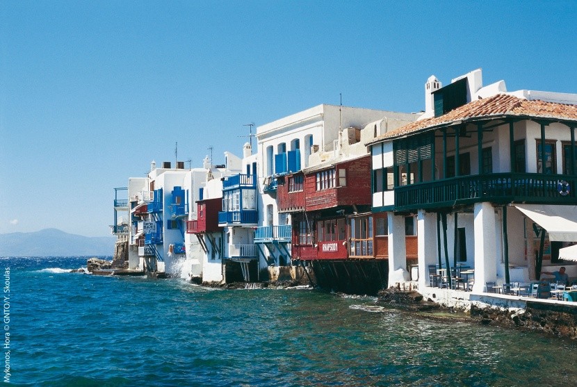 Nadmorskie miasteczko Mykonos, Wyspy Egejskie