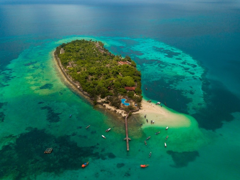 Letecký pohled na Prison Island, Zanzibar
