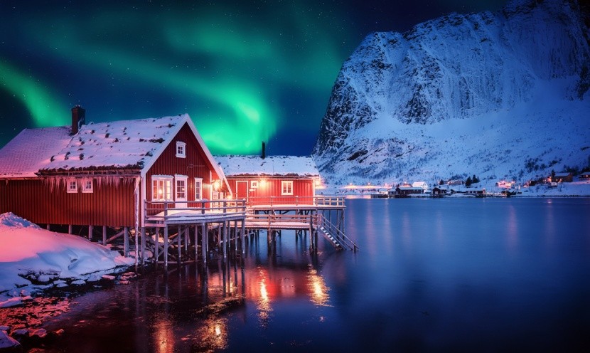 Aurora borealis v Tromso, Norsko