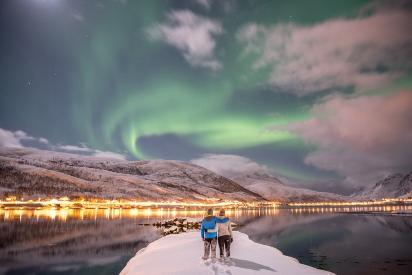 Aurora borealis v Tromso, Norsko