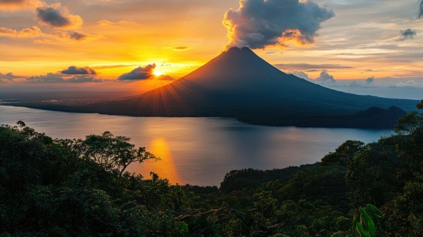 Vulkán a jezero Arenal, Kostarika