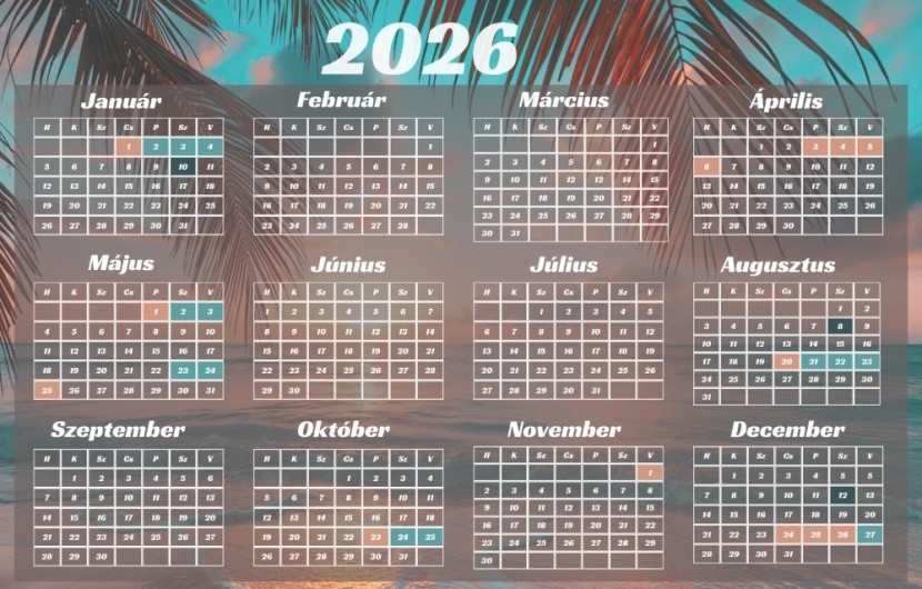 Szabadságtervező naptár 2026