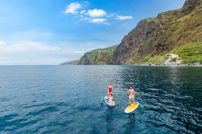 Paddle boarding, Faja do Cabo Girao, Madeira