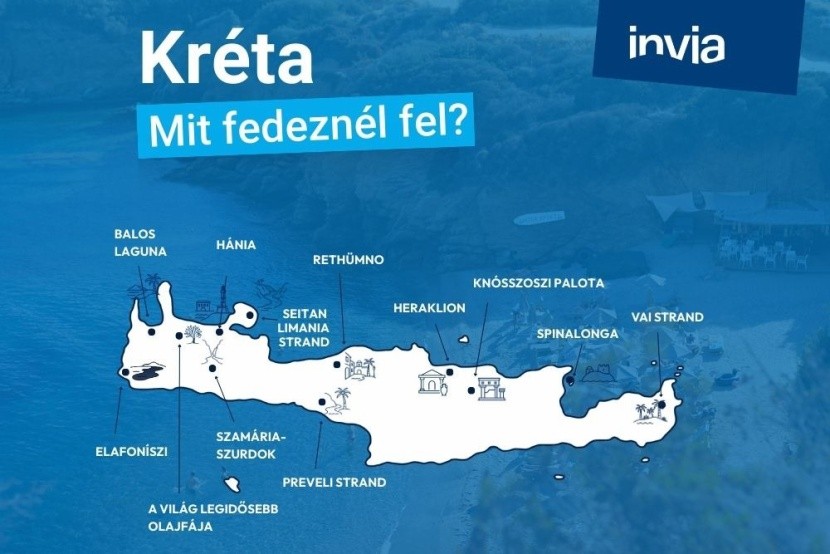 Térkép Kréta top látnivalóihoz