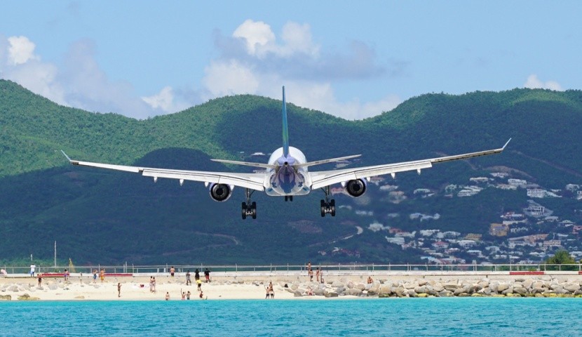 přistání na ostrově Sint Maarten