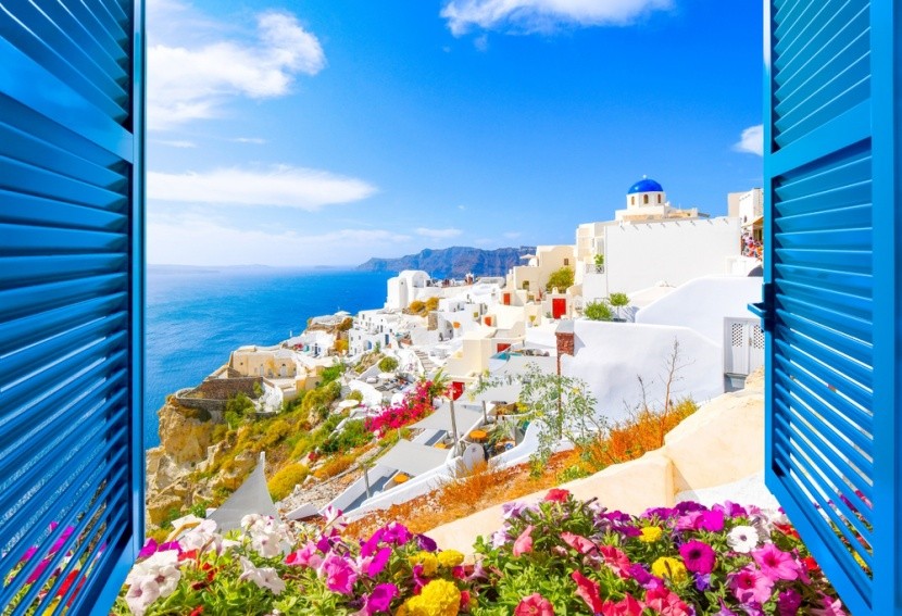 Výhľad na Santorini